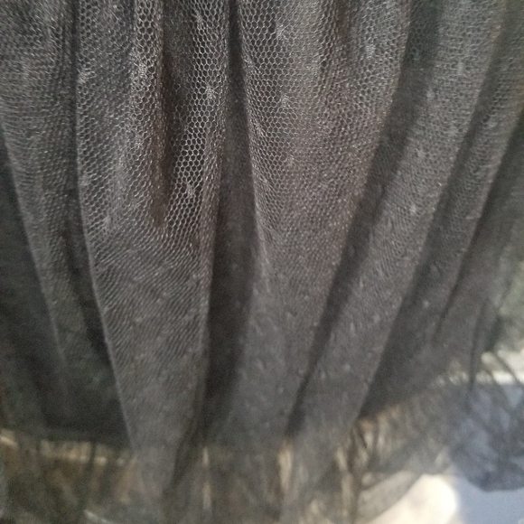 Black dotted mesh Bubble Bottom Mini Skirt - Picture 2 of 7
